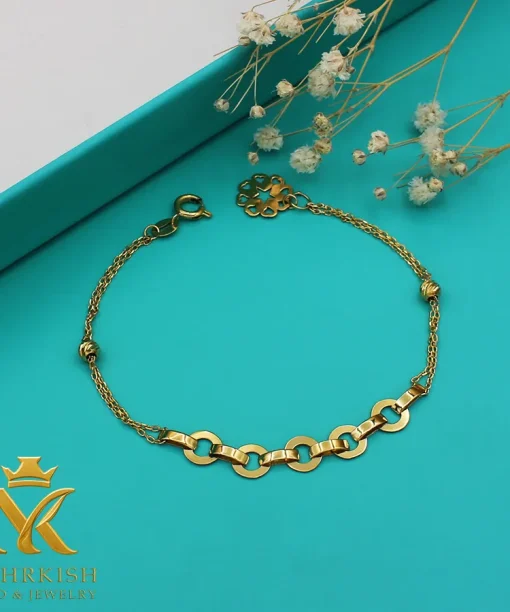 دستبند زنجیری طلا زنانه 18 عیار کد 7576