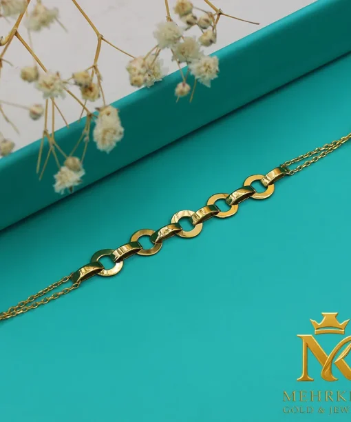 دستبند زنجیری طلا زنانه 18 عیار کد 7576