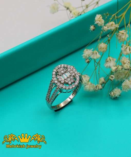 انگشتر اونیکس طلای سفید ۱۸ عیار کد 4968