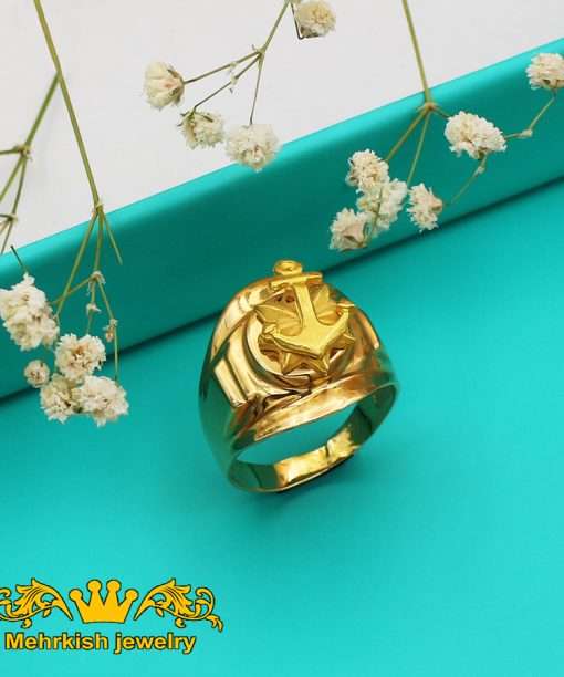 انگشتر مردانه لنگر، طلا ۱۸ عیار زرد، کد 4654