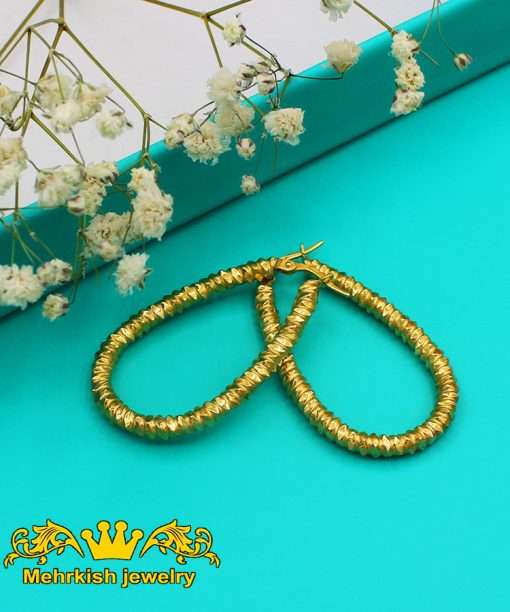گوشواره حلقه ای طلای ۱۸ عیار، قطر ۴ سانتی‌متری کد 4740