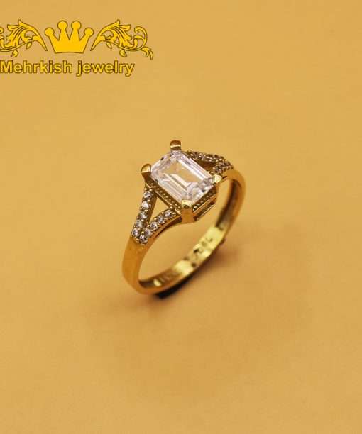 انگشتر تک نگین زنانه ظریف طلای ۱۸ عیار کد B-575