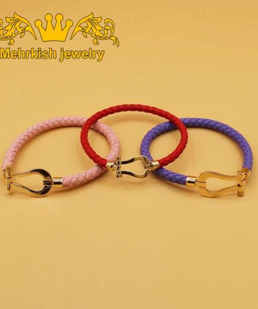 دستبند چرم امگا زنانه طلا ۱۸ عیار کد B-626