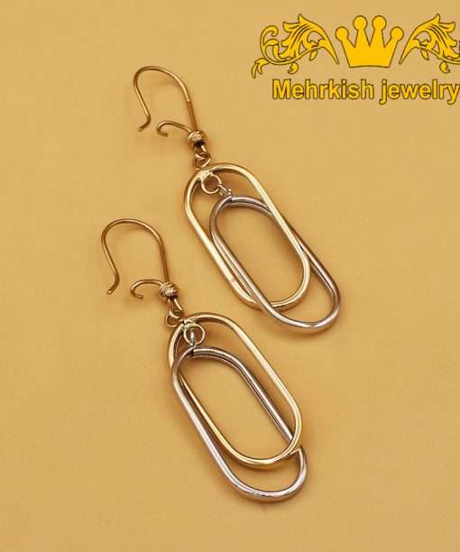 گوشواره آویز طرح دو رنگ زرد و سفید کد 4920