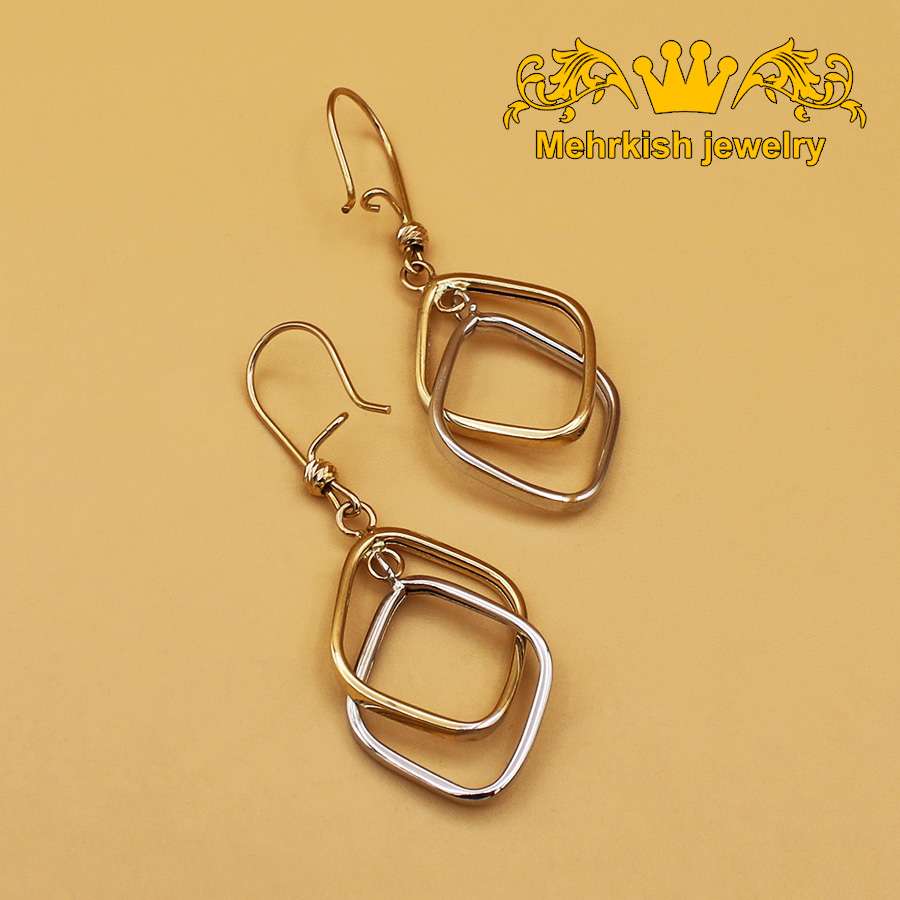 گوشواره آویز طلای دو رنگ 18 عیار کد 4979 گوشواره آویز طلای دو رنگ 18 عیار کد 4979