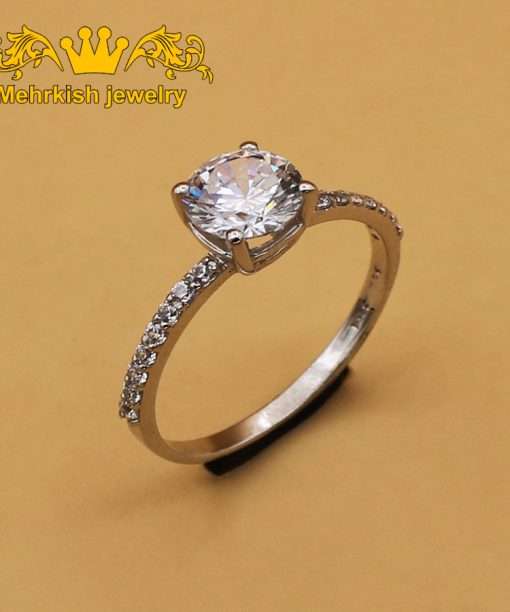 انگشتر اونیکس زنانه طلا سفید 18 عیار ساده کد B-652