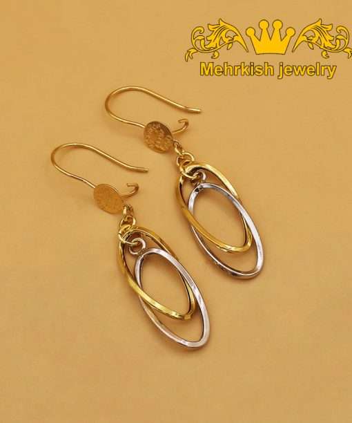 گوشواره آویز طلای دو رنگ کد B-741