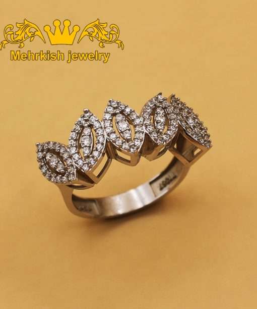 انگشتر اونیکس طلای ۱۸ عیار زنانه نگین اتمی سفید کد B-761