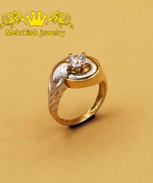 انگشتر تک نگین دو رنگ کد B-775