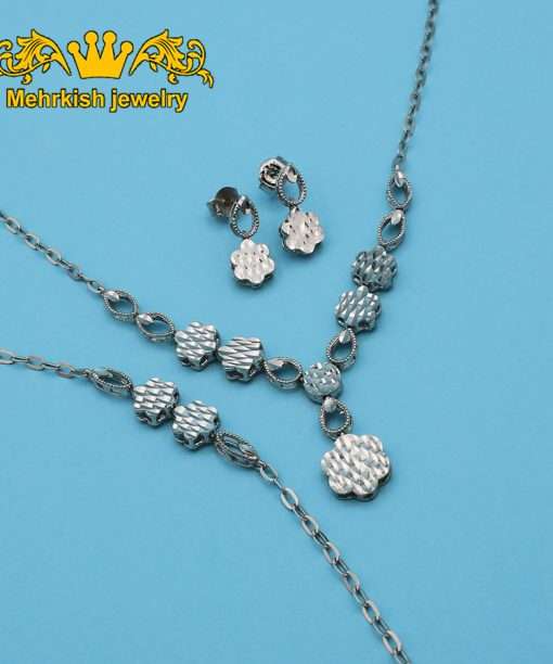 سرویس فلاور طلا سفید عیار 18 کد 7065