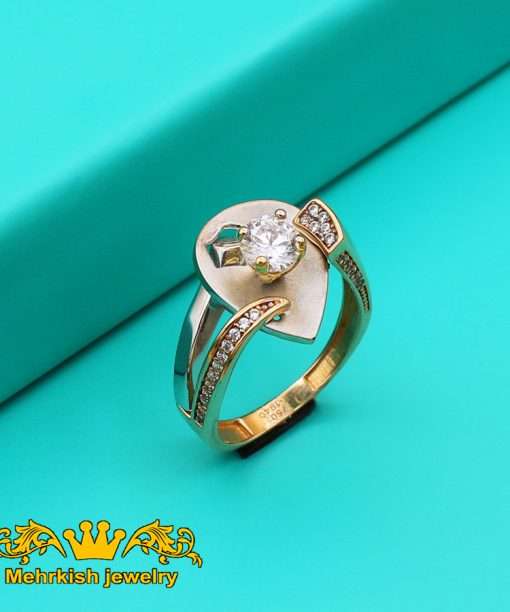 انگشتر سوليتر طلا ۱۸ عيار نگين اتمی کد B-841