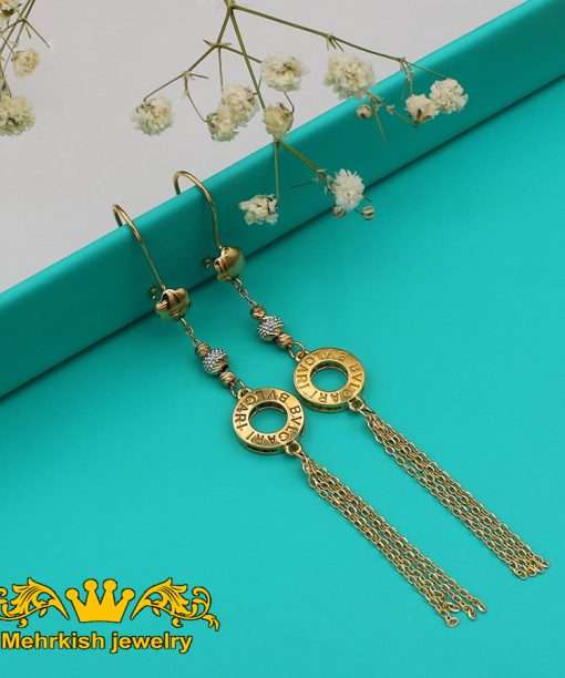 گوشواره آویز بولگاری طلای ۱۸ عیار بلند کد 7130
