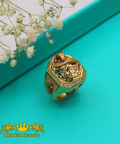 انگشتر مردانه MG طلا ۱۸ عیار با نگین اتمی کد 7181