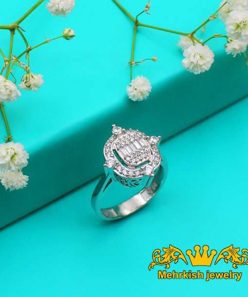 انگشتر اونیکس طلای 18 عیار سفید کد B-871