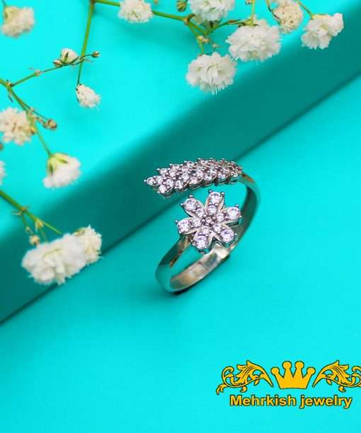 انگشتر فلاور نگین اتمی سفید کد B-877