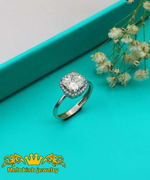 انگشتر بوگاتی 18 عیار زنانه نگین اتمی کد 7257