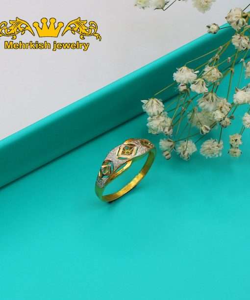 انگشتر تراش دو رنگ ۱۸ عیار کد B-920