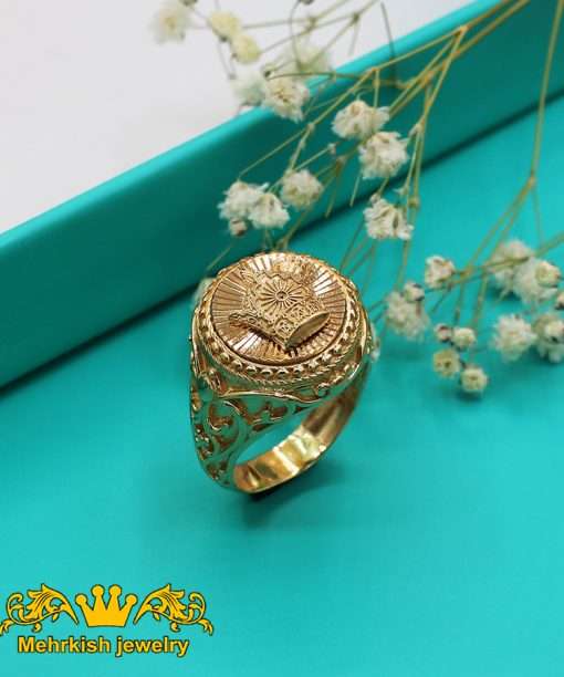 انگشتر مردانه تاج ۱۸ عیار بدون نگین کد 7404