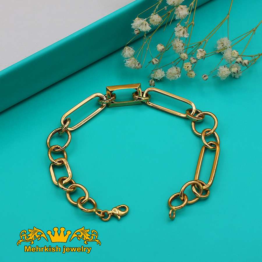 دستبند زنجیری طلا ۱۸ عیار زنانه کد 7413 دستبند زنجیری طلا ۱۸ عیار زنانه کد 7413