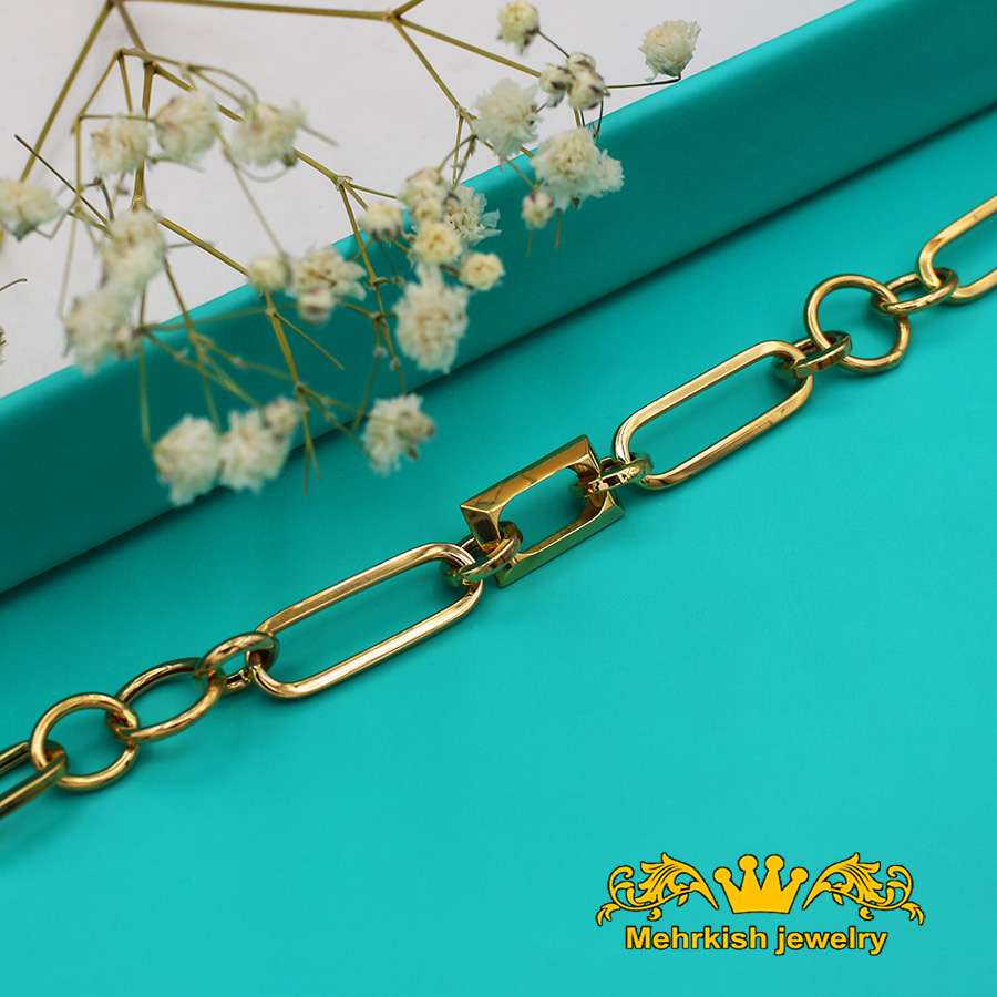 دستبند زنجیری طلا ۱۸ عیار زنانه کد 7413 1 دستبند زنجیری طلا ۱۸ عیار زنانه کد 7413