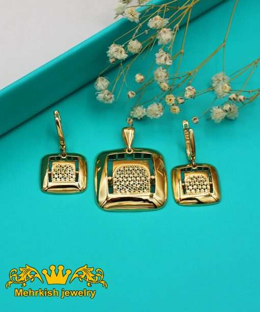 نیم ست دیبا دورنگ 18 عیار کد 7490