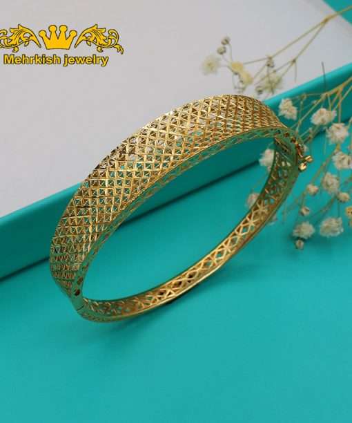 دستبند قفلی تراش زنانه ۱۸ عیار کد 7503