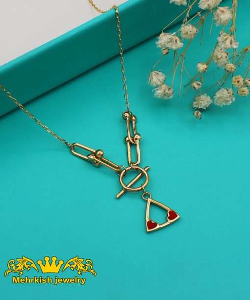 گردنبند طرح تیفانی پلاک دار، با لاک رنگی کد B-1005