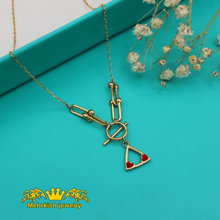 گردنبند طرح تیفانی پلاک دار، با لاک رنگی کد B-1005