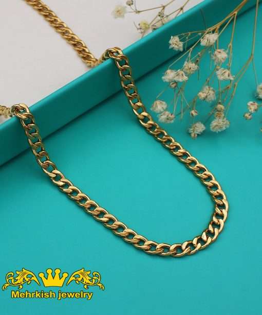 گردنبند کارتیه ساده زنجیری بلند ۱۸ عیار کد KB_111