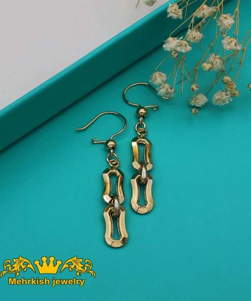 گوشواره آویز دو رنگ شیک کد B-1060