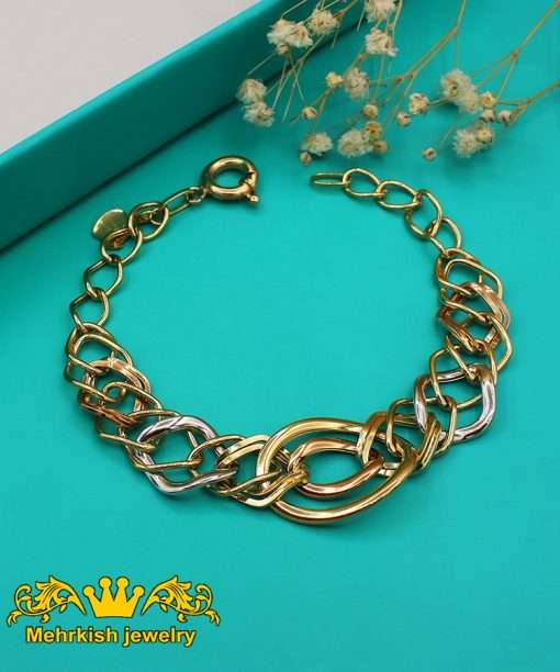 دستبند زنجیری دو رنگ کد 7523