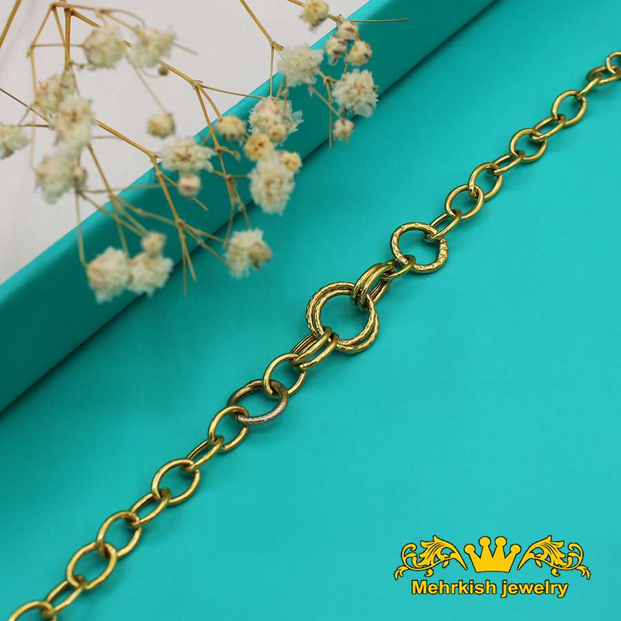 دستبند زنجیری زنانه عیار 18 رنگ زرد کد 7536 1 دستبند زنجیری زنانه عیار 18 رنگ زرد کد 7536