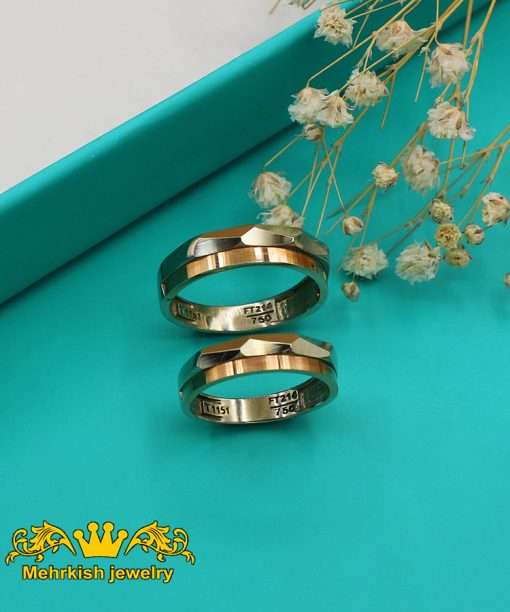 حلقه ست طلا 18 عیار أبيض وروزجولد کد 7538