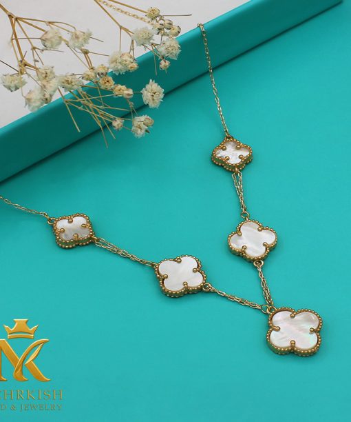 گردنبند ونكليف 5 گل طلا أصفر طلا 18 عیار کدB-1090