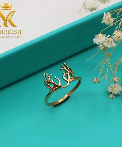 انگشتر مینیمال طرح شاخ طلای ۱۸ عیار زرد کد B-1107