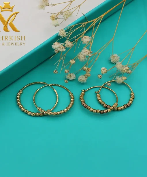 گوشواره حلقه ای گوی طلا کد بی 1160