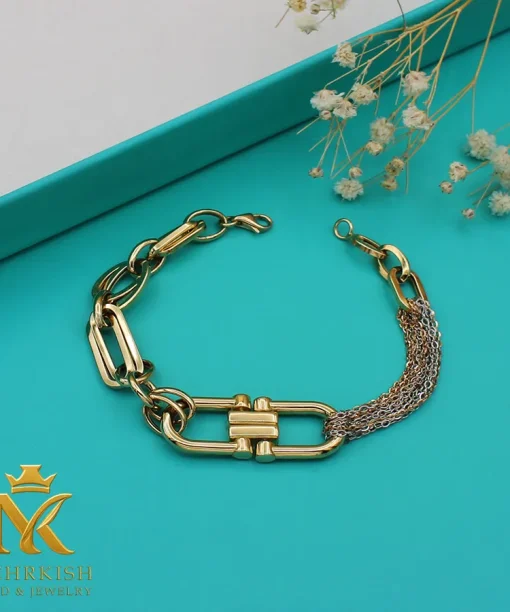 دستبند زنجیری طلا کد 7693