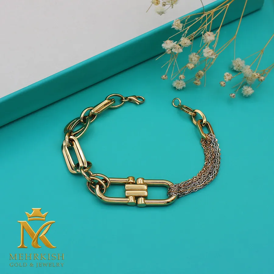 دستبند زنجیری طلا کد 7693 دستبند زنجیری طلا کد 7693