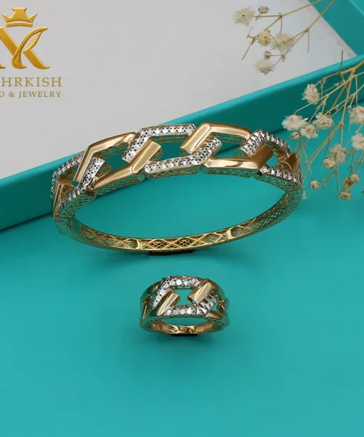 ست دستبند و انگشتر طلا کد 7735