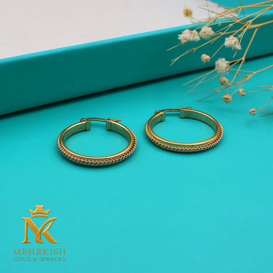 گوشواره حلقه ای کد 7877 1 گوشواره زنانه طلا کد 7877