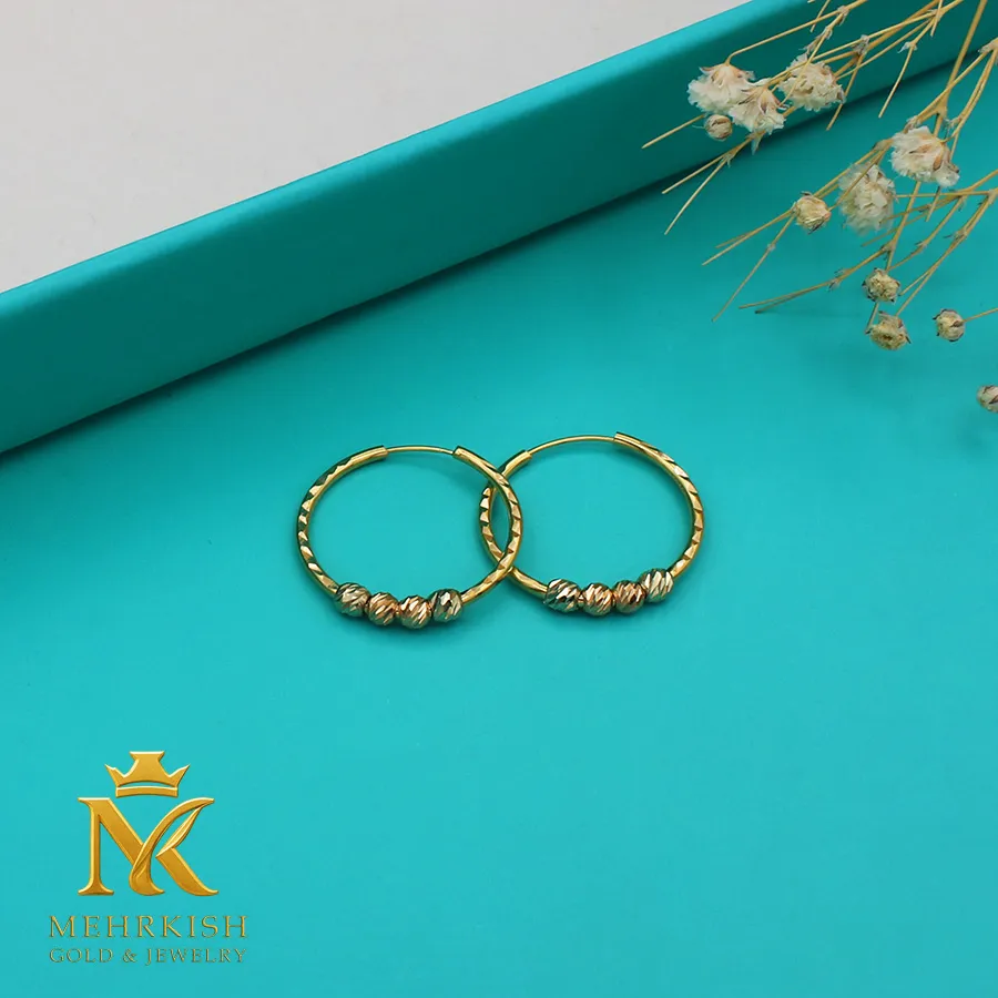 گوشواره حلقه ای گوی کد 7878 گوشواره زنانه طلا کد 7878
